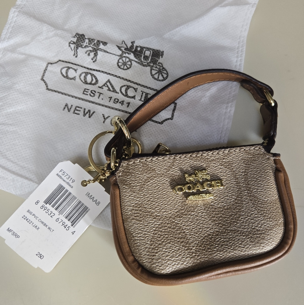 Tan and Brown Mini Bag Keychain